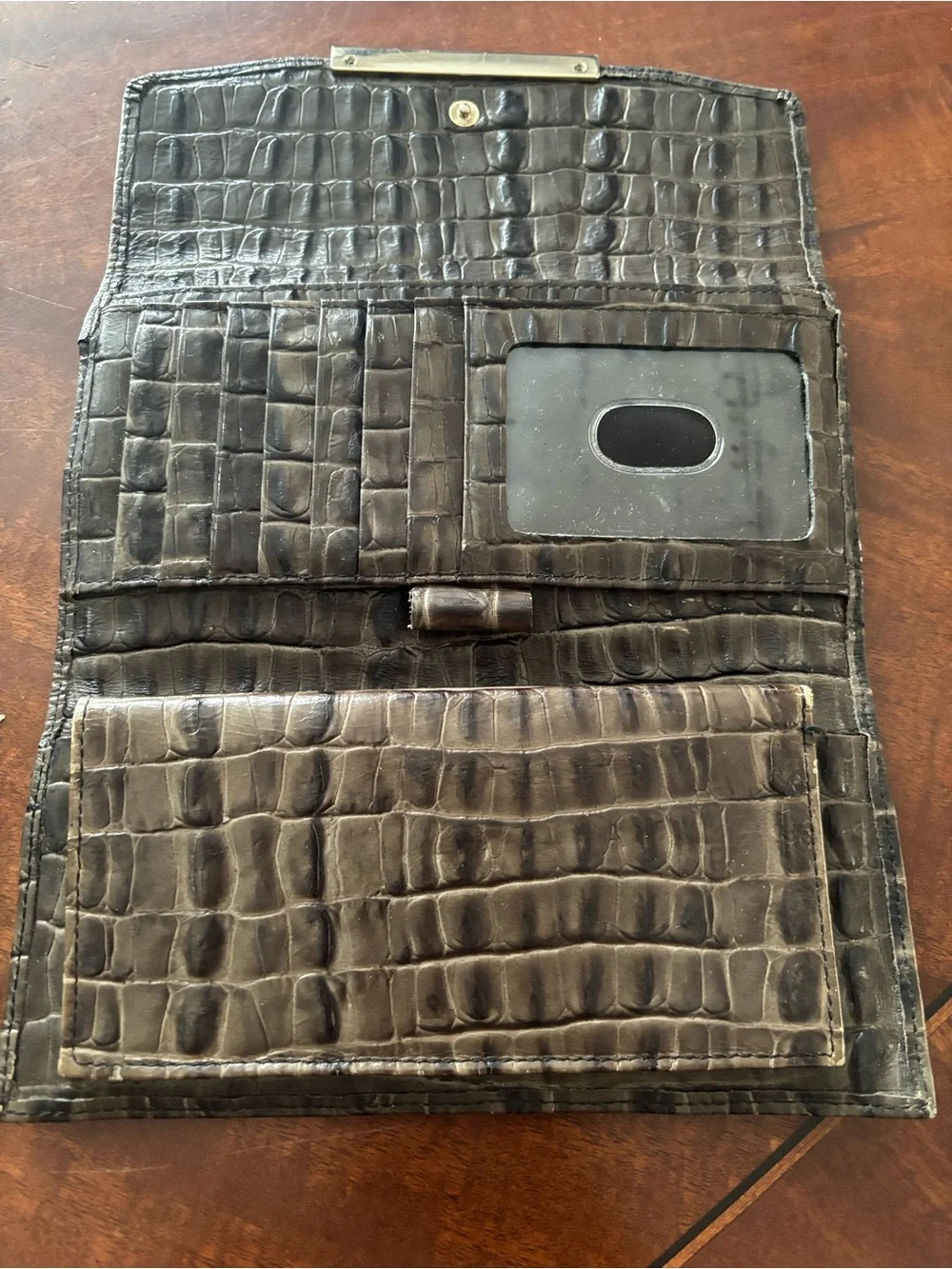 Brahmin Cordelia wallet gray with croc-embossed leather